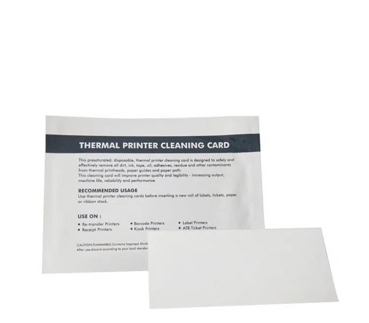 Cartão de limpeza da impressora térmica